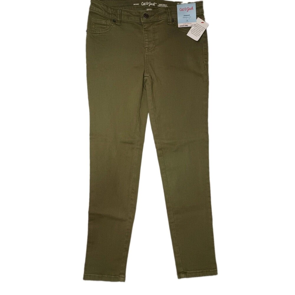 CAT & JACK Girls Green JEGGING PANTS Size 12 Stretch Adjustable Waist. (P0026)
